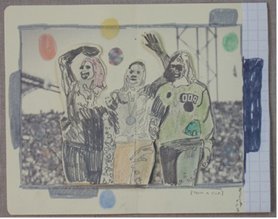 Dougal McKenzie: Back in the D.D.R., 21 x 26 cm, drawing, watercolour and collage, 2009; courtesy the artist and the Third Space Gallery